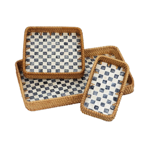 Wholesale Mother of Pearl inlay Rattan Serving Tray <b>set</b> 3 Decorative Tray for <b>Coffee</b> <b>Table</b> Kitchen Bathroom from Vietnam - Product Image 1
