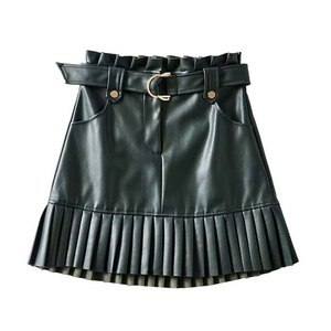 Shorts en similicuir taille haute pour femmes, avec cordon de serrage, plissés, unis, décontractés, à porter en toutes saisons - Product Image 5