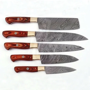 Ensemble de couteaux de chef multifonctionnels écologiques à 5 pièces, très vendus, lames en acier inoxydable professionnelles, manche en bois pour une utilisation en cuisine - Product Image 2