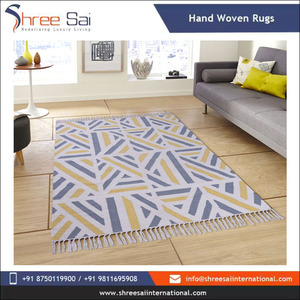 Alfombra a rayas moderna más vendida Alfombras de algodón bordadas hechas a mano del fabricante indio Hermoso diseño - Product Image 2