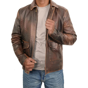 <b>Men's</b> Unique Real Sheep <b>Leather</b> Breathable Patchwork Zipper Closure <b>Jacket</b> Beautiful Fur Coat for Motorcycling Genuine - Product Image 6