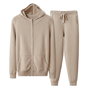 Ensemble de survêtement décontracté pour homme en coton épais, délavé à l'acide, respirant, avec sweat à capuche et pantalon évasé brodé, style streetwear vintage - Product Image 2