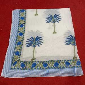 Handcrafted Chanderi Cotton Dupatta Stylish Party Shawl Hand Block Print Leaf Pattern Lightweight Summer - Product Image 3