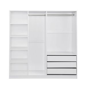 Armadio Bianco in Legno Senza Porte con Ripiani e 3 Cassetti per Camera da Letto - Product Image 3