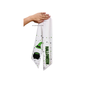 Cinta decorativa de Halloween con cuentas personalizadas, con sombrero de bruja y caldero, de tela de algodón con cuentas, artesanía hecha a mano para fiestas. - Product Image 1