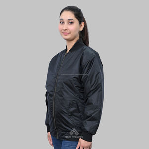 Blouson universitaire en jean enduit imperméable grande taille avec logo personnalisé et col montant – Unisexe, réversible, pour l'hiver, vente en gros - Product Image 2