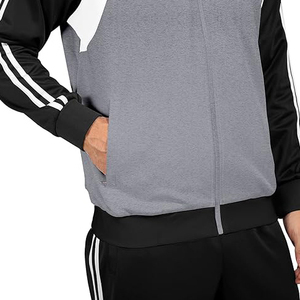Conjunto Deportivo para Hombre en Negro y Gris, Cierre de Cremallera Completo, Bolsillos Laterales, Transpirable, Poliéster y Algodón, Estilo Deportivo Otoñal - Product Image 3