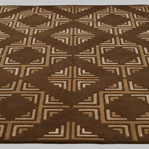 Tapis géométrique moderne en laine, motif rouge-brun, tufté à la main, de luxe, pour salon et chambre, décoration contemporaine - Product Image 3