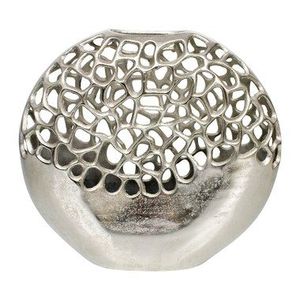 Jarrón de Metal Plateado Hueco Creativo, Moderno y Minimalista, Redondo, Decorativo, para Flores Secas, Adorno de Lujo para Sala de Estar o Escritorio - Product Image 1