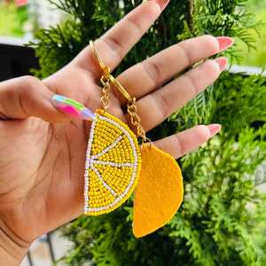 ALI FASHION ART Customized Hand Embroidered Eco-Friendly Felt Woven Fruit Pattern Carabiner Keychain <b>Bag</b> <b>Charm</b> Model AFA-01 - Product Image 5