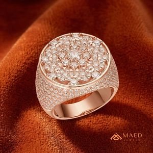<b>Mens</b> Rose Gold Tone Moissanite Signet <b>Ring</b> Luxury Hip Hop Statement Jewelry Gift <b>for</b> Stylish <b>Men</b> Urban Style Daily Wear - Product Image 5