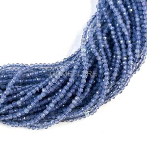 Cuentas redondas microfacetadas de tanzanita natural de 2 mm, pequeñas cuentas sueltas de tanzanita con corte de diamante para la fabricación de joyería al por mayor. - Product Image 3