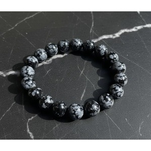 Natural Snowflake Obsidian Beaded Healing Crystal <b>Bracelet</b>-Handcrafted Wholesale - Product Image 1