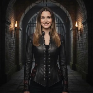 Chaqueta Corsé de Cuero Estilo Steampunk, Top Victoriano Gótico, Abrigo Negro para Mujer - Product Image 1