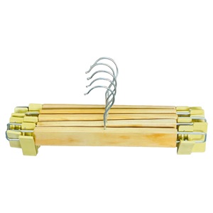 Wholesale Cheap Durable Eco-Friendly Wooden Hangers Stainless Steel Clips Multifunction Non-Slip Single Living Room Bathroom - Product Image 6