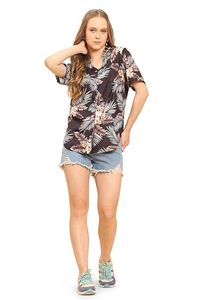 Camisa de playa suave para mujer, estampado floral tropical, cuello en V, manga corta, abotonada, informal, para verano - Product Image 2
