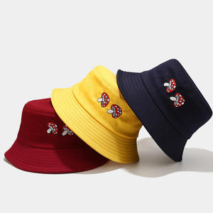 Chapeau Bob Unisexe en Coton avec Broderie Champignon, Décontracté, Printemps-Été, Adulte - Product Image 5