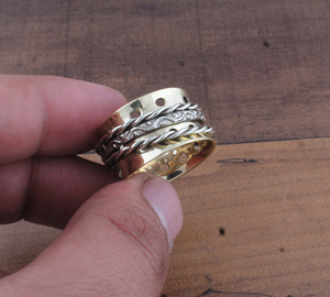 Gold Plated 925 Sterling Silver <b>Spinner</b> <b>Ring</b> Wholesale Fidget <b>Ring</b> for Anxiety Meditation <b>Spinner</b> Band Jewelry Manufacturer - Product Image 3