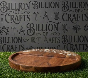 Plateau rond en bois personnalisé avec incrustation florale en nacre, plateau de service de luxe pour chocolats Eid Mubarak, ensembles de boîtes - Product Image 5