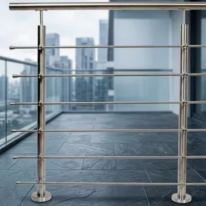 Barres horizontales modernes en acier inoxydable pour garde-corps d'escalier, balustrade durable pour balcon, maison, bureau, hôpital, centre commercial, appartement - Product Image 3