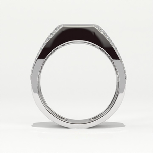 Aarinya Lab-Grown Diamond East-West Emerald-Cut Bezel Setting 925 Silver Luxury IGI Certified Modern Men's <b>Sovereign</b> Signet <b>Ring</b> - Product Image 4