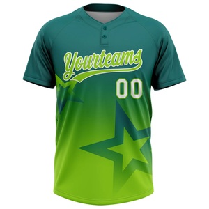 เสื้อซอฟต์บอลทีมของคุณ สีเขียว แบบซับลิเมชั่น แห้งเร็ว แขนสั้น ยูนิเซ็กส์ สำหรับผู้ใหญ่ ชุดทีม ทรงปกติ ติดกระดุม - Product Image 1