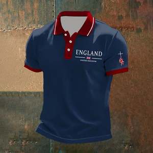 Chemise à manches courtes blanche pour homme d'Angleterre, logo imprimé sur le devant, jersey respirant, coupe classique, chemises de golf 180g - Product Image 5