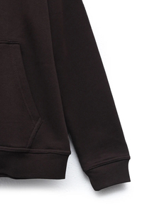 Sweat à capuche noir pour femme, coupe classique, couleur unie, 100 % coton tricoté, respirant, anti-boulochage, pour l'hiver/l'automne, avec fermeture éclair avant et logo - Product Image 3