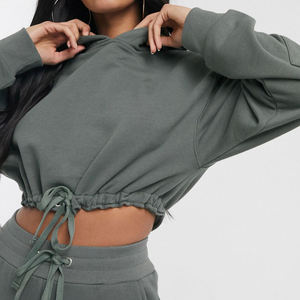 Custom Distressed Tracksuit Two Piece <b>Set</b> Women Clothing Streetwear 100% Cotton Cropped Zip up Hoodie and <b>Sweatpants</b> <b>Set</b> - Product Image 2