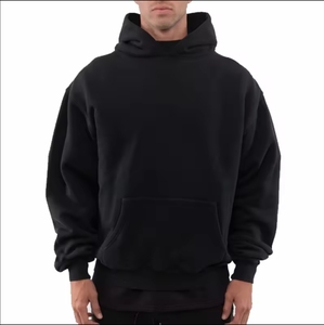 Sweat à capuche d'hiver uni en molleton épais 100 % coton de haute qualité avec fermeture éclair, logo personnalisé et épaules tombantes, coupe classique - Product Image 3