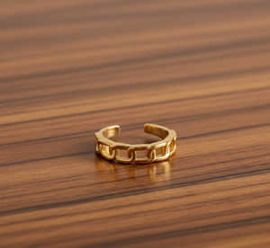 Anillo de Compromiso y Boda para Mujer, Diseño de Eslabones, Estilo Boho Clásico, Chapado en Oro, Sin Níquel, Plata de Ley 925 - Product Image 5