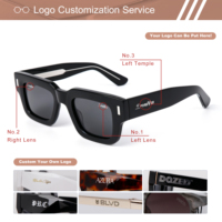 Lunettes de soleil polarisées carrées épaisses personnalisées avec logo, monture en acétate rétro, rivets, pour hommes et femmes, vente en gros