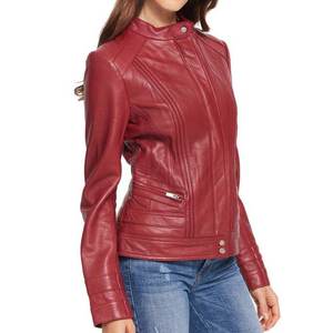 Nouvelles demandes, logo personnalisé, vestes rouges pour femmes, veste vintage pour l'hiver, manteaux en cuir élégants, veste bomber en fourrure véritable, streetwear - Product Image 3