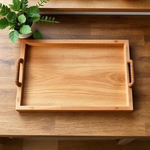 Bandeja otomana moderna de madera de nogal con asas, bandeja de servicio, bandeja decorativa de madera, bandeja de madera hecha a mano, madera maciza - Product Image 3