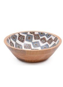 Handmade Eco-Friendly Wood Bowl with Classic <b>Retro</b> Geometric Pattern Dishwasher Safe and Durable for Party Food Serving <b>Gifting</b> - Product Image 5