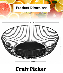 Modern Metal Wire Fruit <b>Basket</b> for Kitchen Counter | <b>Large</b> Round Fruit <b>Storage</b> Bowl | Decorative Black Fruit <b>Basket</b> for Fruits, - Product Image 6