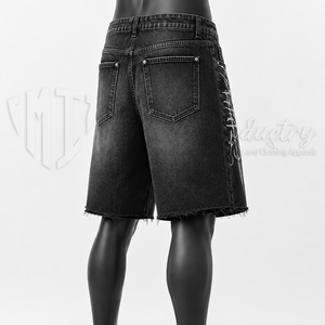Pantalones Cortos Ecológicos de Alta Calidad para Hombre, Negros, Personalizados, con Dobladillo sin Rematar, Venta al Por Mayor - Product Image 4