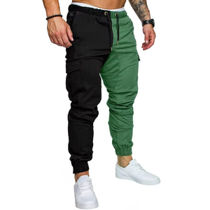 Men Color Blocked Cargo Joggers <b>Elastic</b> Waist Drawstring Multiple Pockets Casual Sweatpants Autumn Wear - Product Image 1