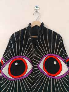 Evil Eye Suzani Embroidered Velvet Short Handmade <b>Vintage</b> Reversible Eco-Friendly Boho Hippie <b>Jacket</b> - Product Image 2