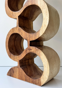 Porte-vin sculptural en bois massif fait main, pièce d'art unique et décorative pour la décoration de la maison, du bar, de la cuisine et du salon - Product Image 6