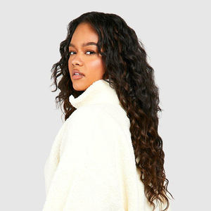 Sweat à capuche oversize épais 100 % polyester de haute qualité, style streetwear, avec demi-fermeture éclair, imprimé personnalisé, pour femme, col montant - Product Image 4