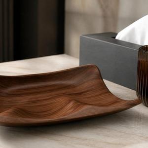 Plateau de service en bois de luxe moderne, fait main, pour petit-déjeuner, naturel, pour bureau, cuisine, salle à manger, passe au lave-vaisselle, compartiment unique - Product Image 2