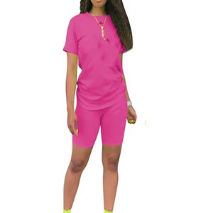 Ensemble deux pièces de luxe pour femme : T-shirt et short de sport décontracté, col rond, survêtement de jogging 100 % coton satiné imperméable - Product Image 6