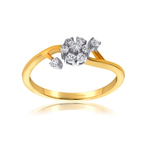 Élégante bague en or 14 carats avec fleur de diamant, style bypass, pierres scintillantes en grappe, cadeau d'anniversaire pour femme, diamant bypass unique - Product Image 1