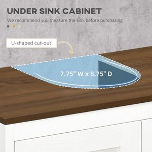 Antico bianco noce-come piedistallo lavandino armadio di stoccaggio a doppia porta sotto lavello vanità per il bagno - Product Image 5
