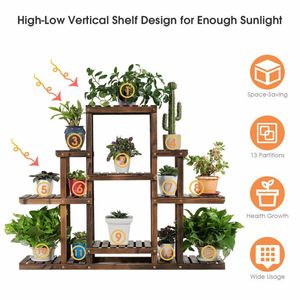 Étagère à fleurs en bois à 6 niveaux, étagères en forme d'échelle, présentoir pour plantes, étagère de rangement - Product Image 4