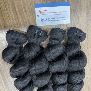 ผมเวียดนามแท้ เกรดพรีเมียม สีดำธรรมชาติ แบบลอนคลาย  แบบมัดเป็นช่อ  ถักด้วยเครื่องจักรแบบดับเบิ้ลเวฟท์ พร้อมเชือกผูกปิดผม - Product Image 3