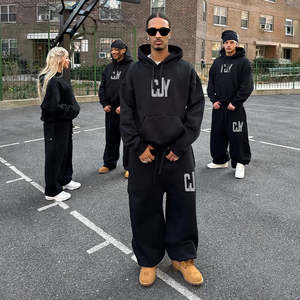 Ensemble sweat à capuche et pantalon de survêtement respirant en molleton technique 100 % coton French Terry de haute qualité pour homme, style streetwear hiver - Product Image 3