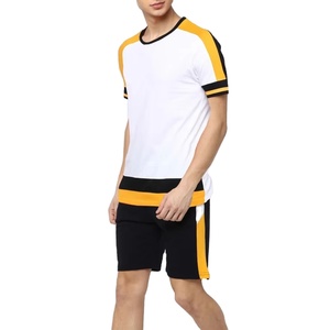 Two Piece Men's Shorts and Shirt <b>Set</b> Custom Logo Plus Size Breathable Quick Dry Polyester/Cotton Summer T-shirt Shorts Wholesale - Product Image 2
