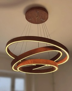 KHOOSI OVERSEAS Wooden Circle Pendant <b>Light</b> With LED Ring Design For Indoor Lighting <b>Fixtures</b> - Product Image 1